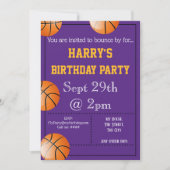 バスケットボールパーティの招待状編集可能 招待状 (正面)