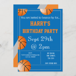 バスケットボールパーティの招待状編集可能 招待状
