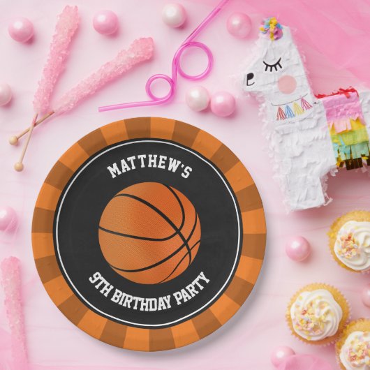 バスケットボールパーティーケーキディナープレート パーソナライズされた ペーパープレート (パーティー)