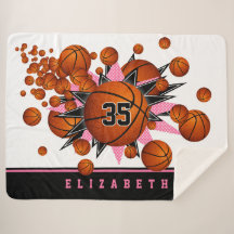 バスケットボールピンクの黒い星の女の子スポーツルーム