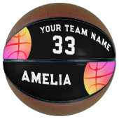 バスケットボールピンクガールプレーヤー名チーム番号 バスケットボール (正面)