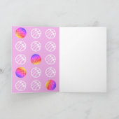 バスケットボールピンクスポーツパターン誕生日 カード (内部)