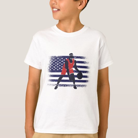 バスケットボールファンジャージーUSA国旗 Tシャツ (正面)