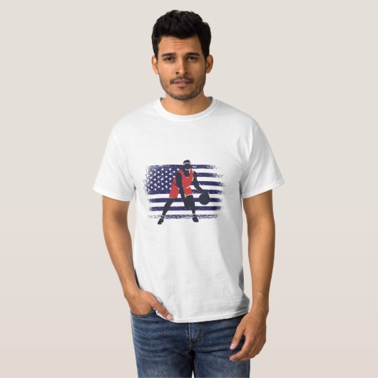 バスケットボールファンジャージーUSA国旗 Tシャツ (正面フル)