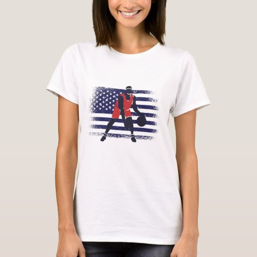 バスケットボールファンジャージーUSA国旗 Tシャツ (正面)
