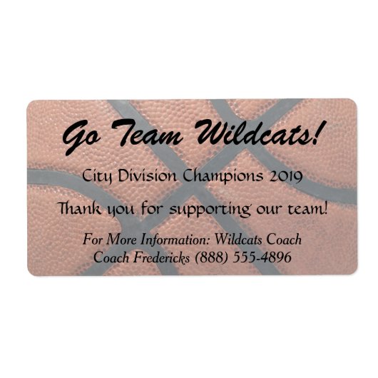 バスケットボールファンドレイザーボトルラベル ラベル (正面)