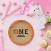 バスケットボールファースト誕生日 ペーパープレート (パーティー)