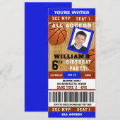 バスケットボールフォトバースデーパーティーチケット招待状 招待状 (正面/裏面)