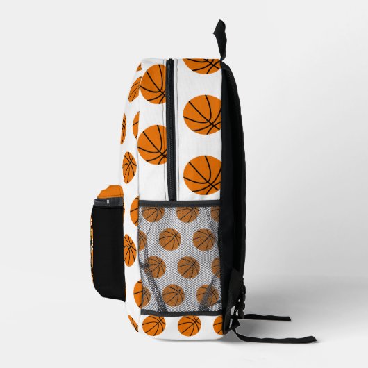 バスケットボールフォト追加文字プレイヤー番号チーム名 プリントバックパック (右)