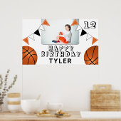 バスケットボールフラッグキッズフォトバースデーパーティー ポスター (キッチン)