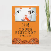 バスケットボールフラッグキッズフォト誕生日 カード (正面)