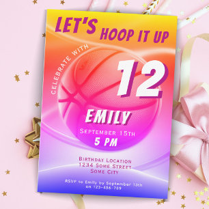 バスケットボールフープそれをアップするスポーツ誕生日 招待状