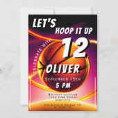 バスケットボールフープそれをアップするスポーツ誕生日 招待状 (正面)