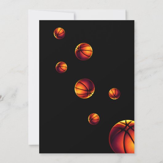 バスケットボールフープそれをアップするスポーツ誕生日 招待状 (裏面)