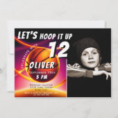 バスケットボールフープそれをアップSports Photo誕生日 招待状 (正面)