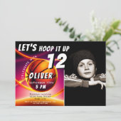 バスケットボールフープそれをアップSports Photo誕生日 招待状 (スタンド正面)