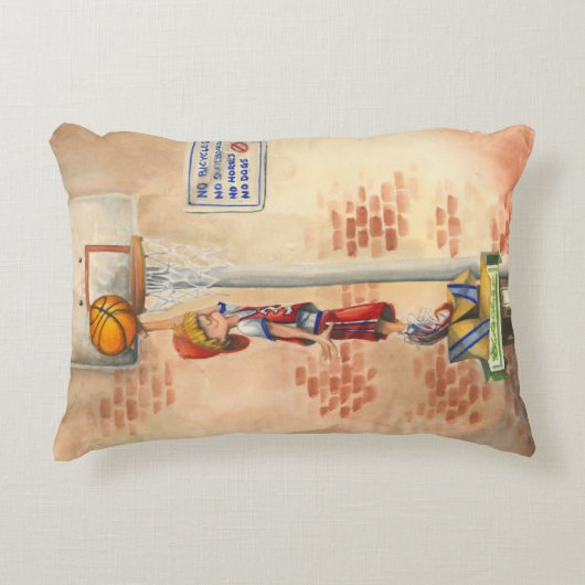 バスケットボールフープでスラムダンクby Jay Throckmorton アクセントクッション (正面)