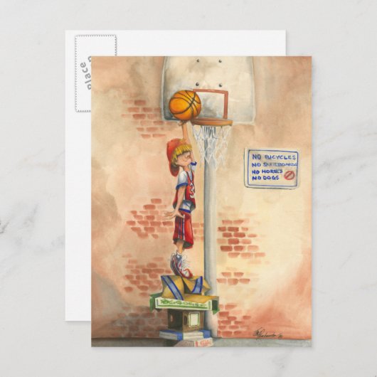 バスケットボールフープでスラムダンクby Jay Throckmorton ポストカード (正面/裏面)