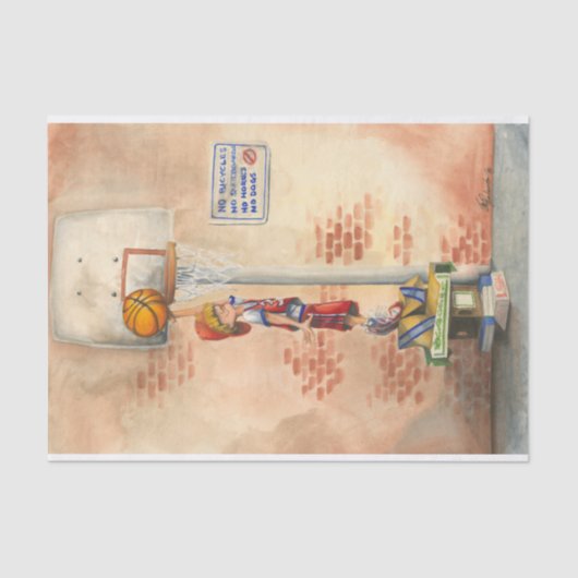 バスケットボールフープでスラムダンクby Jay Throckmorton 薄葉紙 (正面)