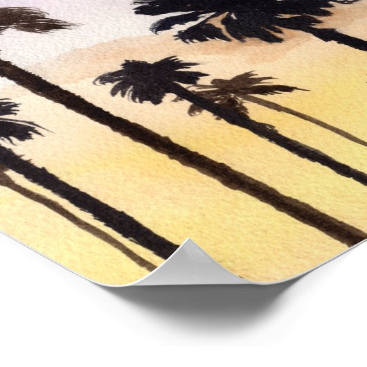 バスケットボールフープの熱帯性ヤシの木 ポスター (角)