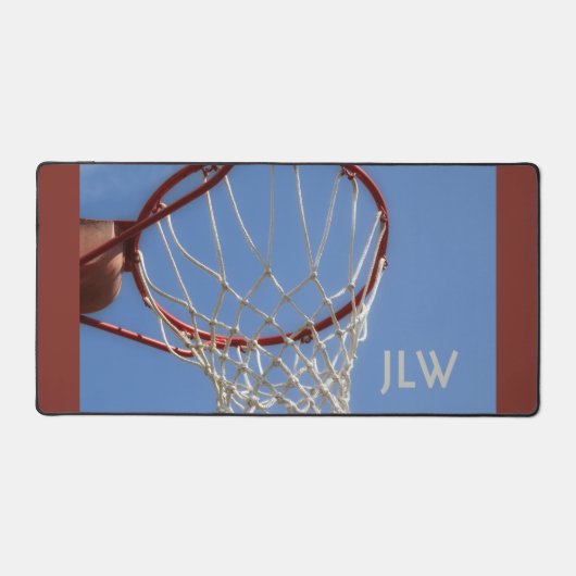 バスケットボールフープスポーツブルースカイ写真 デスクマット (正面)