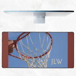 バスケットボールフープスポーツブルースカイ写真 デスクマット