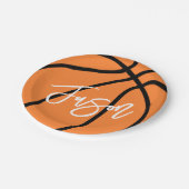バスケットボールブラックオレンジ名前をカスタムする ペーパープレート (アングル)
