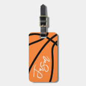 バスケットボールブラックオレンジ名前をカスタムする ラゲッジタグ (正面縦)
