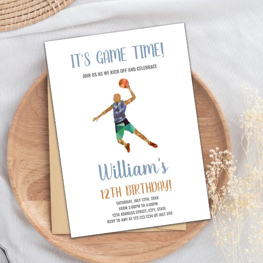 バスケットボールブラックオレンジ招待状 招待状