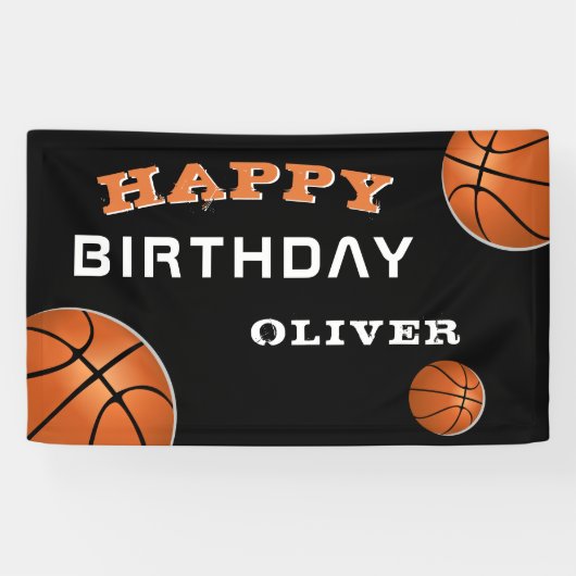 バスケットボールブラックスポーツバースデーパーティー 横断幕 (横)