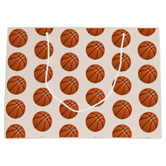 バスケットボールブラックプレーヤーシルエットハッピーバースデー ラージペーパーバッグ (正面)