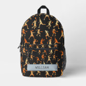 バスケットボールブラック名前をカスタムするキッズ新学期 プリントバックパック (正面)