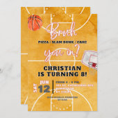 バスケットボールブルユーイン10代の若者ボーイ誕生日 招待状 (正面/裏面)