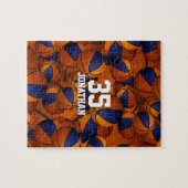 バスケットボールブルーオレンジボーイズチームカラー ジグソーパズル (横)