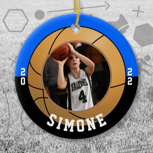 バスケットボールブルーブラックチームカラー セラミックオーナメント