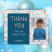 バスケットボールブルーボーイフォトサンキュー誕生日 ポストカード