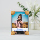 バスケットボールブルー&ブラック卒業 案内ポストカード (スタンド正面)