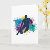 バスケットボールプレイヤーのグラニー色のスプラッシュ カード (黄色い花)