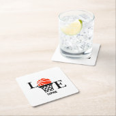 バスケットボールプレイヤーガール、バスケットボールガール誕生日 スクエアペーパーコースター (インサイチュ)