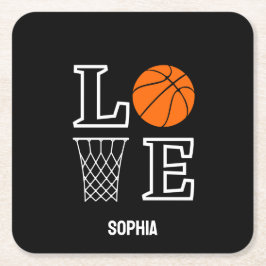 バスケットボールプレイヤーガール、バスケットボールガール誕生日 スクエアペーパーコースター
