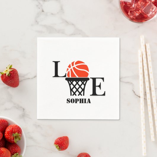 バスケットボールプレイヤーガール、バスケットボールガール誕生日 スタンダードカクテルナプキン (インサイチュ)