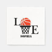 バスケットボールプレイヤーガール、バスケットボールガール誕生日 スタンダードカクテルナプキン (正面)