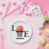 バスケットボールプレイヤーガール、バスケットボールガール誕生日 ペーパープレート (パーティー)