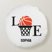 バスケットボールプレイヤーガール、バスケットボールガール誕生日 ラウンドクッション (裏面)
