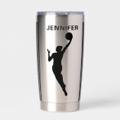バスケットボールプレイヤーガール、バスケットボールガール誕生日 保温保冷タンブラー (正面)