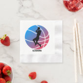 バスケットボールプレイヤーガール、バスケットボールガール誕生日 縁ありカクテルナプキン (インサイチュ)