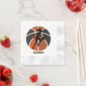 バスケットボールプレイヤーガール、バスケットボールガール誕生日 縁ありカクテルナプキン (インサイチュ)