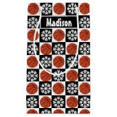 バスケットボールプレイヤークリスマスパターン名前をカスタムする スモールペーパーバッグ (正面)