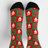 バスケットボールプレイヤーサンタクリスマスパターンホリデー ソックス (上部)