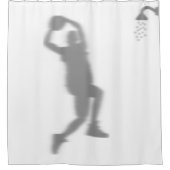 バスケットボールプレイヤーシルエットシャドウ（背後） シャワーカーテン (正面)